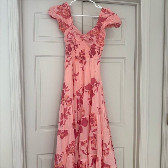 Free People Dresses & Skirts - Free People Sundrenched Floral Tiered Maxi Dress Size Small Pink